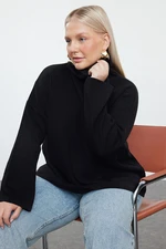 Trendyol Curve Black Turtleneck Wide Pattern Knitwear Sweater