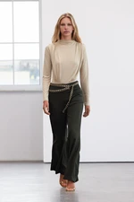 Trendyol Limited Edition Dark Khaki Pocket Flare Woven Trousers