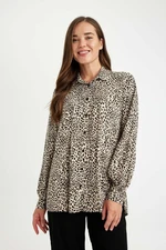 DEFACTO Relax Fit Leopard Print Long Sleeve Shirt