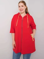 Women's red plus size sweatshirt with zipper