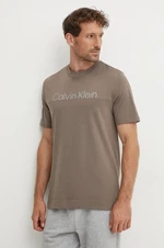 Tričko Calvin Klein Performance hnědá barva, s potiskem, 00GMF4K142