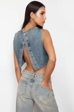 Trendyol Blue Backless Denim Bustier