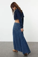 Trendyol Blue Tailed Maxi Denim Skirt