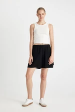 DEFACTO Regular Fit Normal Waist Short Leg Linen Blend Shorts