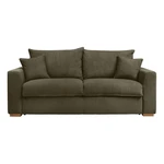 Zielonobrązowa sztruksowa rozkładana sofa 225 cm Augustin – Bobochic Paris