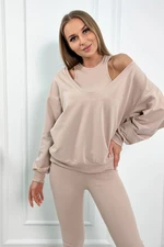 3-piece set Sweatshirt + Top + Leggings Beige