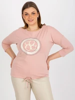 Oversized light pink blouse with applique and printed design