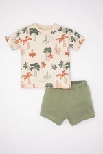 DEFACTO Baby Boy Palm Tree Patterned Short Sleeve T-Shirt and Shorts Set of 2