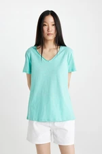 DEFACTO Regular Fit V Neck Basic Short Sleeve T-Shirt