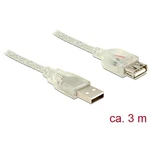 Delock #####USB-Kabel USB 2.0 #####USB-A Stecker, #####USB-A Buchse 3.00 m priehľadná s feritovým jadrom