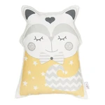 Žltý detský vankúšik s prímesou bavlny Mike & Co. NEW YORK Pillow Toy Smart Cat, 23 x 33 cm