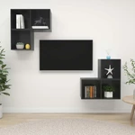 4 Piece TV Cabinet Set High Gloss Gray Chipboard