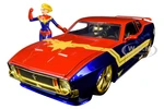 1973 Ford Mustang Mach 1 with Captain Marvel Diecast Figurine "Avengers" "Marvel" Series 1/24 Diecast Model Car by Jada