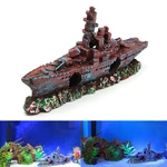 Aquarium Destroyer Navy War Boat Ship Wreck Fish Cave Decorations Ornament Tank
