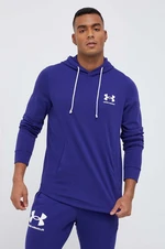 Mikina Under Armour pánská, fialová barva, s kapucí, s potiskem