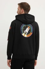 Mikina Alpha Industries x Nasa Space Shuttle Hoody 178317.556, pánska, čierna farba, s kapucňou, s nášivkou