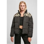 Women's AOP Sherpa Mixed Puffer Jacket Black/sandleo