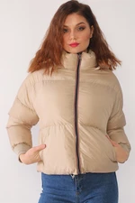 Z6650 DEWBERRY LADIES PUFFER COAT-BEIGE