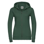 Green women's hoodie with Authentic Russell zipper