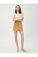 Koton Mini Skirt Modal Mixture With Pockets Tie Waist