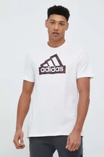 Bavlněné tričko adidas bílá barva, s potiskem