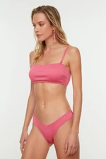 Trendyol Pink Textured V-Cut Bikini Bottoms