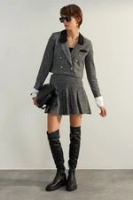 Trendyol Gray Premium Quality Pleated Mini Woven Skirt