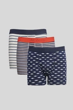 AC&Co / Altınyıldız Classics Men's Navy-Grey 3-Pack Flexible Cotton Boxer