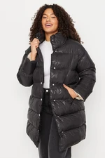 Trendyol Curve Black Stand Up Collar Printed Down Jacket