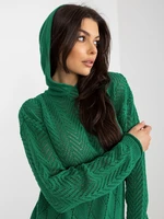 Green openwork summer sweater with hood