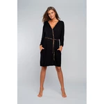 Eila bathrobe with 3/4 sleeves - black/beige print