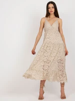 Beige lace dress with frill OCH BELLA