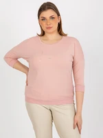 Excessive light pink blouse with print and 3/4 sleeves