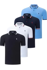 QUAD SET T8594 DEWBERRY MENS T-SHIRT-BLACK-WHITE-NAVY-LIGHT BLUE