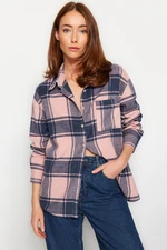 Trendyol Blue Checkered Oversize/Creature Woven Shirt Jacket