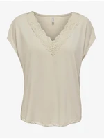 Beige Women's T-shirt with lace ONLY Free - Women