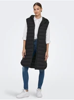 Black Ladies Long Quilted Vest ONLY Melody - Ladies