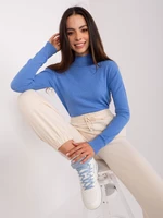 Blue turtleneck with long sleeves