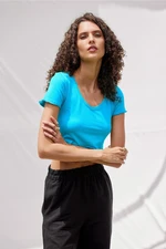 VATKALI V-Neck Crop Top Blue