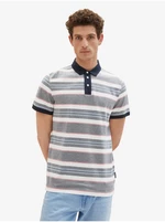 White and Grey Men's Striped Polo T-Shirt Tom Tailor - Men