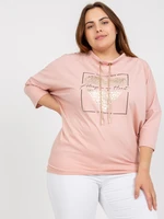 Dusty pink cotton blouse of larger size for everyday wear