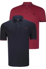 DOUBLE SET T8586 DEWBERRY MEN'S T-SHIRT-BURGUNDY-NAVY BLUE