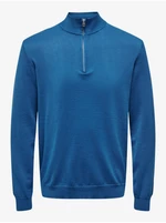 Blue Mens Sweater ONLY & SONS Wyler - Men