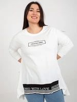 Ecru sweatshirt plus size tunic with 3/4 sleeves