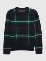 Blue-green boys' plaid sweater with an admixture of GAP wool