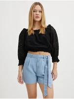 Černý dámský vzorovaný crop top Guess Rafa - Dámské