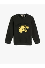 Koton Sweatshirt Tiger Printed Embossed Detailed Raised Crew Neck