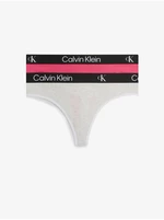 Set of two women's thongs in dark pink and light gray Calvin Klein Underwear