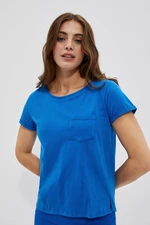 Cotton T-shirt with Moodo pocket - blue