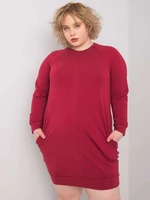 Larger size chestnut dress with long sleeves